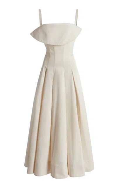 Zuhair Murad Gabardine Midi Dress In White