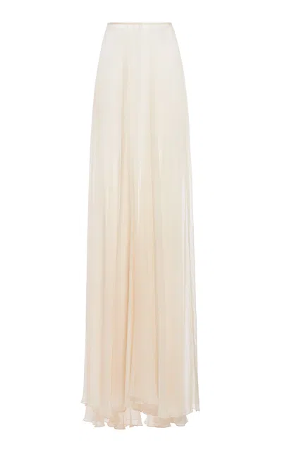 Zuhair Murad Gathered Silk-chiffon Maxi Skirt In White
