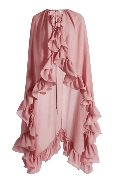 Zuhair Murad Georgette Cape With Ruffles In Pink