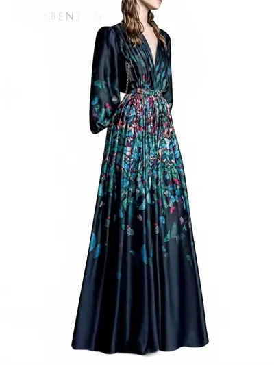 Zuhair Murad Glasswing Butterflies Gown In Blue Multi