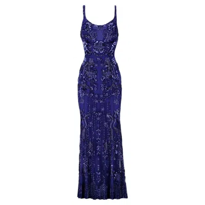 Pre-owned Zuhair Murad Heavy Bead & Sequin Embellished Evening Dress/gown In Purple