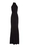 Zuhair Murad Heavy Cady Halter Maxi Dress In Black
