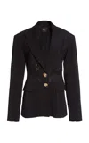 Zuhair Murad Heavy Cady Lace Panel Tailored Jacket In Blue