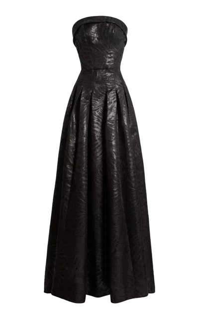 Zuhair Murad Heavy Jacquard Gown Dress In Black