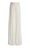 Zuhair Murad Heavy Silk-blend Cady Wide Trousers In Neutral