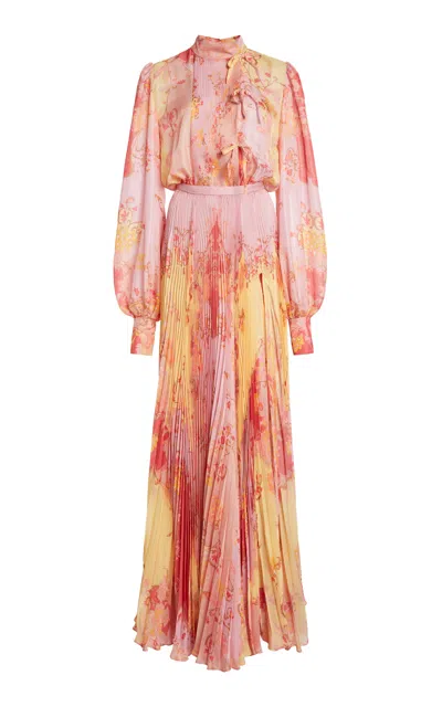 Zuhair Murad Indian Floral Plisse Maxi Dress In Multi