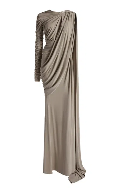 Zuhair Murad Jersey One Shoulder Long Dress In Gray