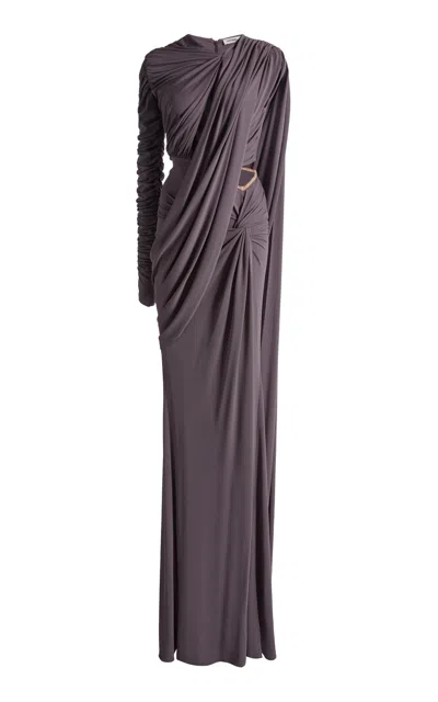 Zuhair Murad Jersey One Shoulder Long Dress In Purple