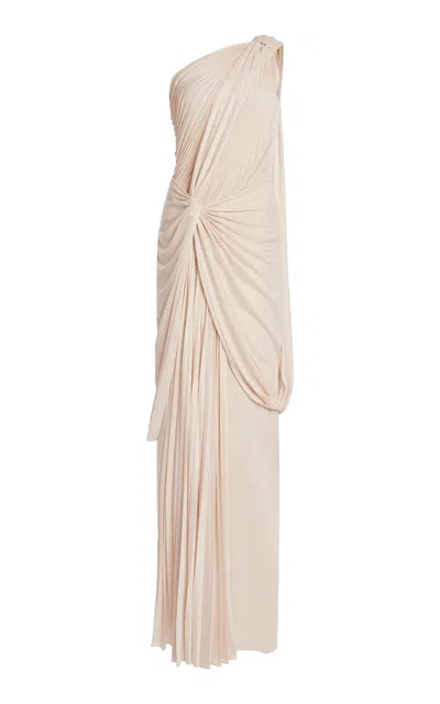 Zuhair Murad Jersey Plisse One-shoulder Maxi Dress In White