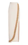 Zuhair Murad Jewelry Embroidered Cady Slit Skirt In Multi