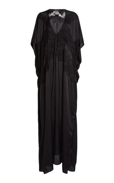 Zuhair Murad Lace-detailed Satin Kaftan In Black