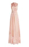 Zuhair Murad Lace-detailed Satin Maxi Dress In Pink