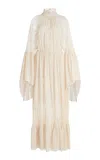 Zuhair Murad Lace-detailed Silk-georgette Dress In White