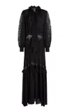 Zuhair Murad Lace-detailed Silk-georgette Maxi Scarf Dress In Black