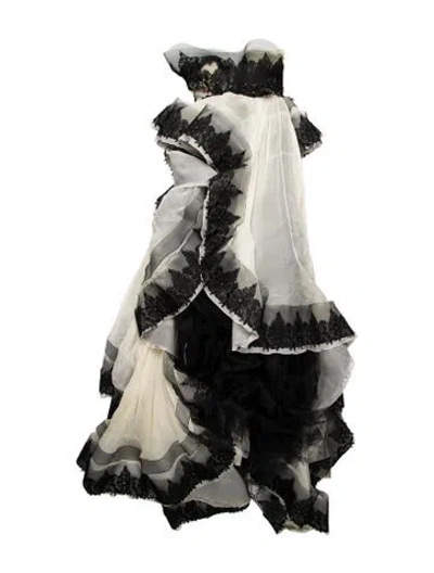 Pre-owned Zuhair Murad Lace Pattern Long Dress In Black