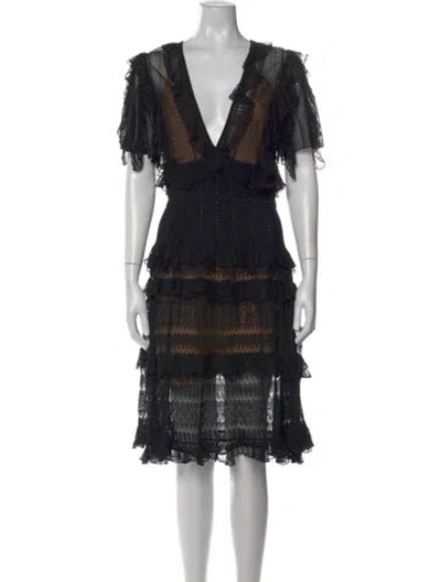 Pre-owned Zuhair Murad Lace Pattern Midi Length Dress In Black