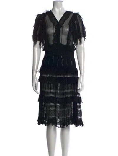 Pre-owned Zuhair Murad Lace Pattern Midi Length Dress In Black