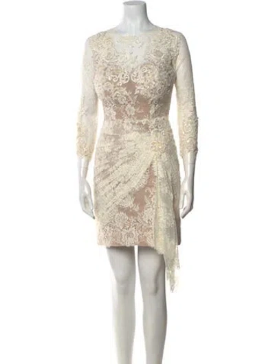 Pre-owned Zuhair Murad Lace Pattern Midi Length Dress In Neutral