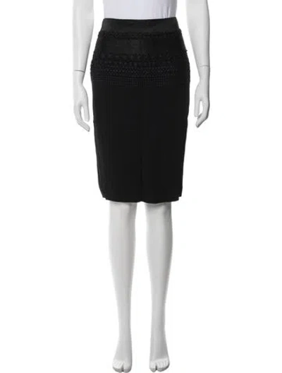 Pre-owned Zuhair Murad Lace Pattern Midi Length Skirt In Black