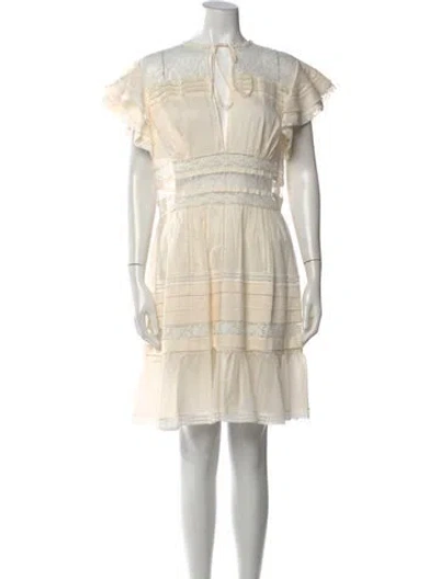 Pre-owned Zuhair Murad Lace Pattern Mini Dress In Neutral