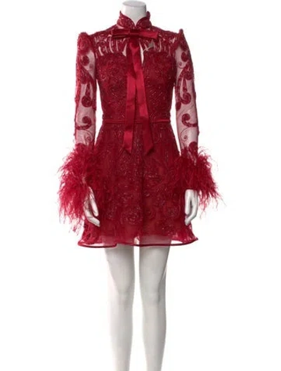 Pre-owned Zuhair Murad Lace Pattern Mini Dress W/ Tags In Red