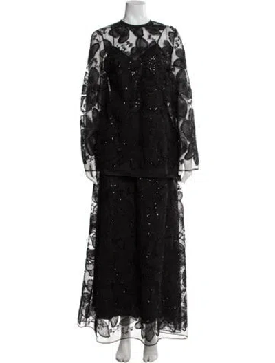 Pre-owned Zuhair Murad Lace Pattern Sequin Embellishments Dress Set W/ Tags In Black