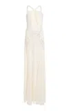 Zuhair Murad Lace Sleeveless Crossneck Maxi Dress In White