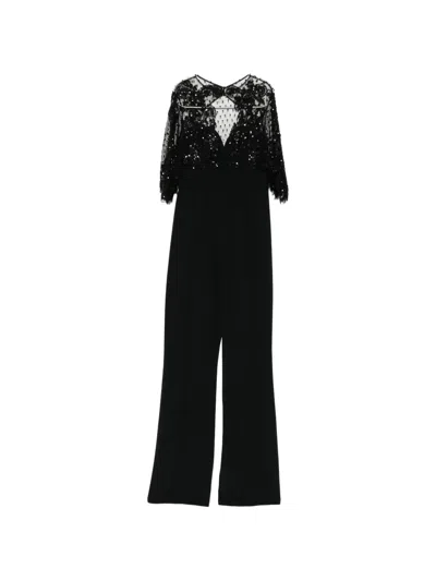 Zuhair Murad Lace-cape Embellished Jumpsuit In Black