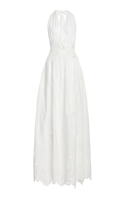 Zuhair Murad Lace-insert Cotton Maxi Dress In White