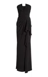 Zuhair Murad Light Cady Draped Maxi Dress In Black