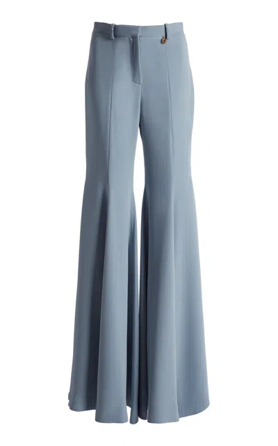 Zuhair Murad Light Cady Maxi Flared Bottoms/pants In Blue