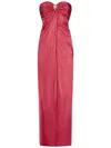 Zuhair Murad Long Sugar Coral Draped Bustier Dress In Red