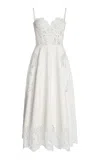 Zuhair Murad Macrame-paneled Cady Bustier Midi Dress In White