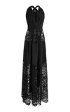 Zuhair Murad Macrame-paneled Cady Maxi Dress In Black