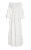 Zuhair Murad Madras Broderie Off-shoulder Maxi Dress In White