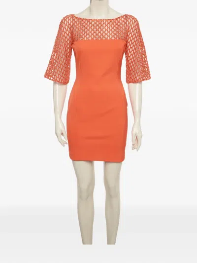 Pre-owned Zuhair Murad Mesh-panel Mini Dress In Orange