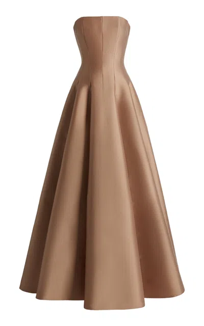 Zuhair Murad Mikado Corset Gown Dress In Brown
