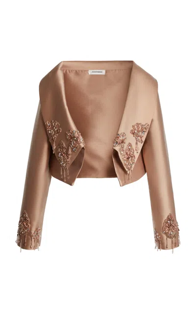 Zuhair Murad Mikado Embroidered Short Jacket In Brown
