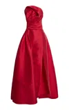 Zuhair Murad Mikado Gathered Strapless Gown In Red