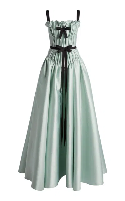 Zuhair Murad Mikado Gown Dres With Ribbons In Blue