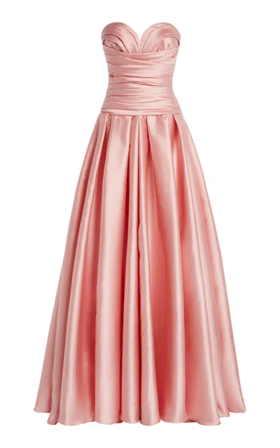 Zuhair Murad Mikado Off-the-shoulder Maxi Dress In Pink