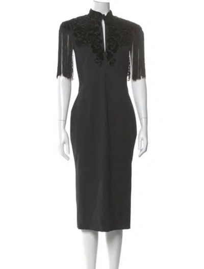 Pre-owned Zuhair Murad Mock Neck Midi Length Dress In Gray