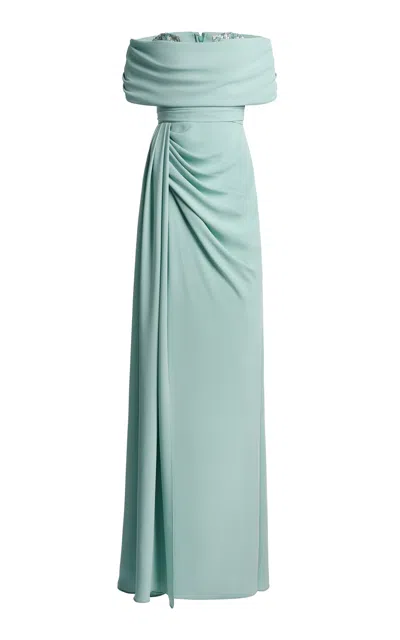 Zuhair Murad Off-the-shoulder Cady Maxi Dress In Gray