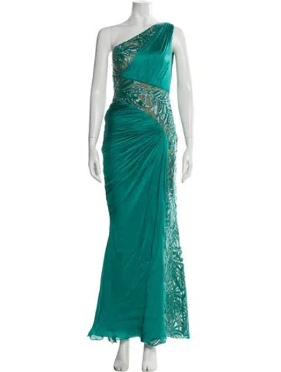Pre-owned Zuhair Murad One-shoulder Long Dress In Green