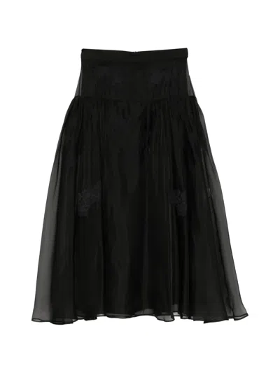 Zuhair Murad Organza Midi Skirt In Black