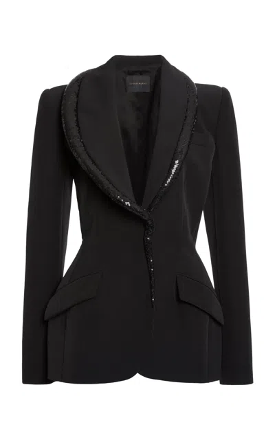 Zuhair Murad Paillettes Padded Collar Cady Jacket In Black