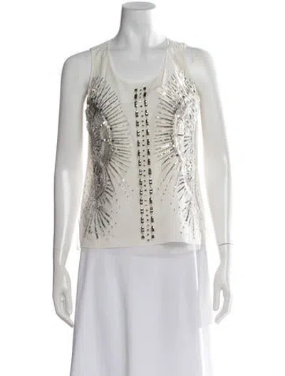 Pre-owned Zuhair Murad Patterned Crew Neck Top In Neutrals