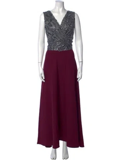 Pre-owned Zuhair Murad Patterned Long Dress In Burgundy