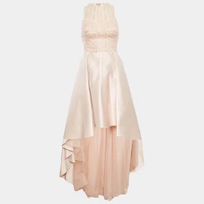 Zuhair Murad Pink Embellished Silk Blend High Low Gown