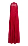 Zuhair Murad Plisse Trapeze Gown In Red
